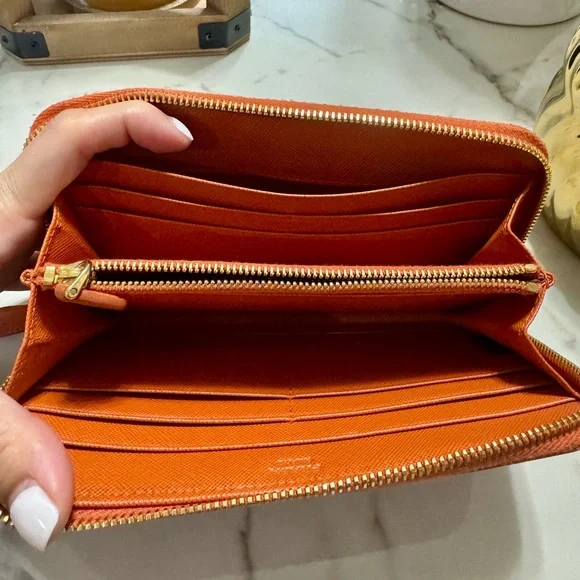Prada Vibrant Orange Zip Wallet - Picture 7 of 10